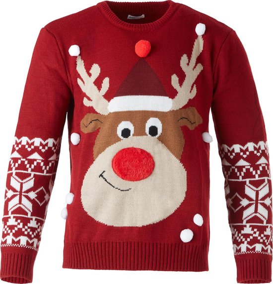Dressforfun Kersttrui Rudi Rendier voor kinderen - 140 (9-10y) - Verkleedkleding carnaval - Halloween - Verkleden - Feestkleding - Carnavalskleding - Feest - Partykleding