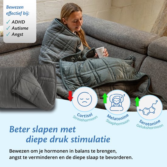 EL Life Verzwaringsdeken 9 kg - Fluweel & Sherpa Zwaartedeken OEKO-TEX - 135 x 200cm - Grijs