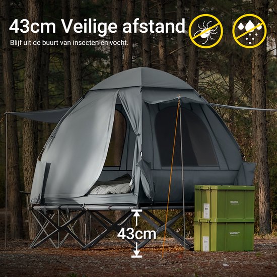 SoBuy OGS32-II-L-HG Opblaasbare Camping Tent - Grijze Textiel 193x145cm