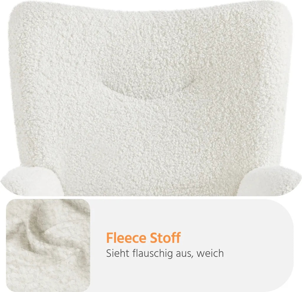 Yaheetech Relaxstoel 73,5 x 81 x 98 cm - Wit - Scandinavische Fauteuil met Bouclé Bekleding