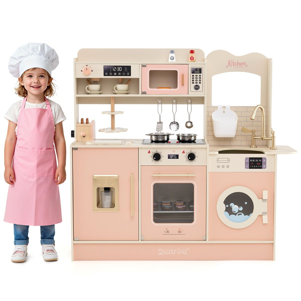 Coast Houten Speelkeuken voor Kinderen - met 25 accessoires - licht en geluid - roze