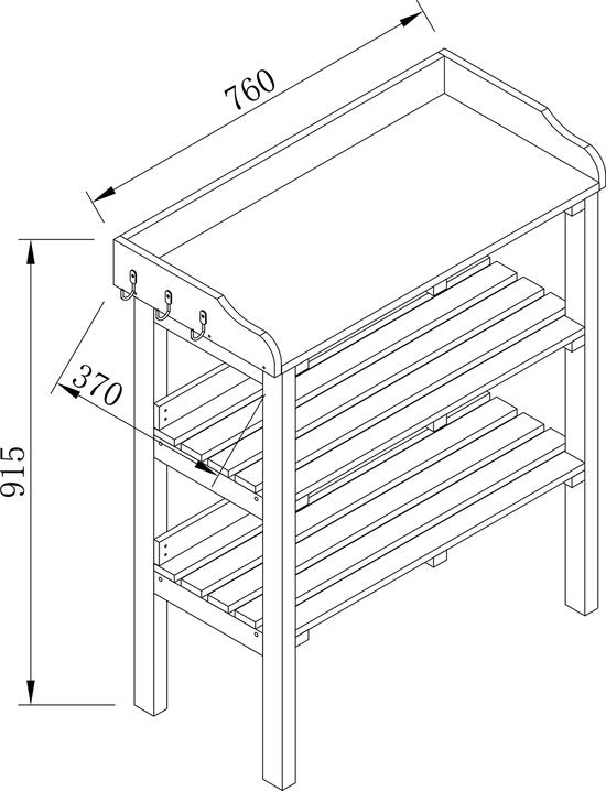 AXI Oppottafel met opbergplanken Bruin/wit - Handige oppottafel met zinken werkblad