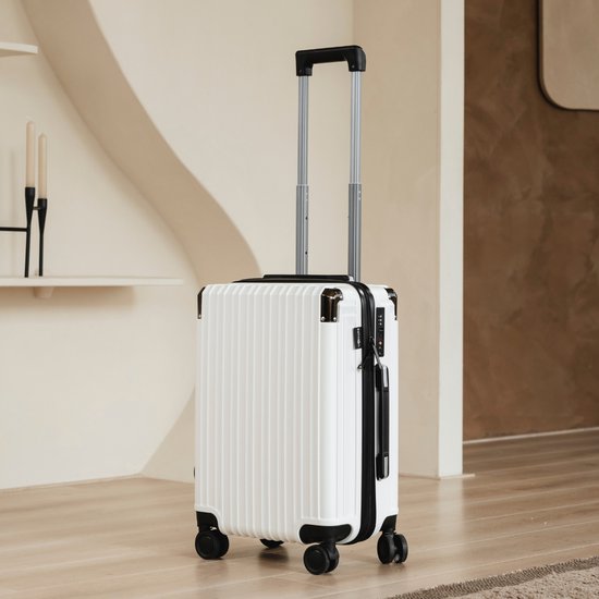 Pathsail® Handbagage Koffer 40L x 55CM - PC - Lichtgewicht Trolley - Incl. TSA slot & Spinner wielen - Wit