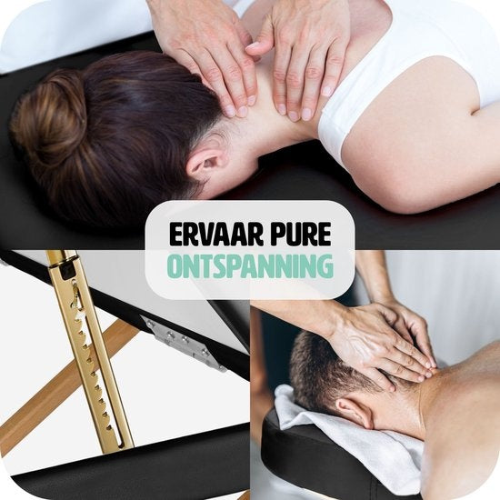 tectake® - Massagetafel behandeltafel met matras van 10 cm hoog + draagtas - extra dikke vulling, water- en oliebestendige vinylhoes, opvouwbaar ontwerp, inclusief opbergtas, ideaal voor salon, tatoeage, therapie - zwart