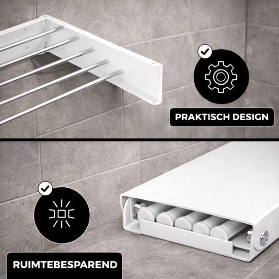 Vonia Wanddroogrek - Droogrek - Wasrek - Droogrek Muur - 80 x 40 cm - Wit