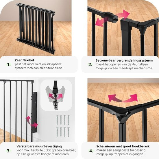 tectake® - Openhaardhek veiligheidshek haardscherm- Agni - 5 elementen - stabiel en veilig - 403569