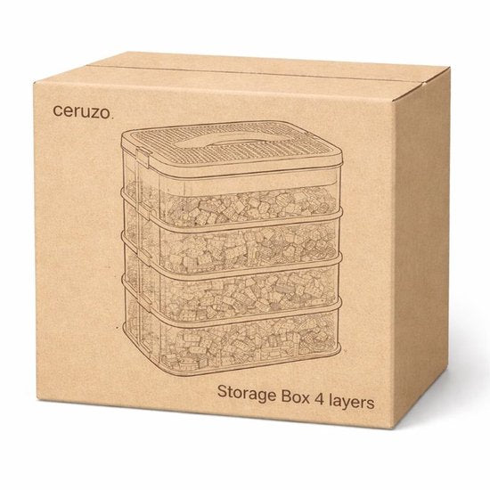 Ceruzo Speelgoed Opbergbox – 4 lagen – Transparant – Stapelbaar – Organizer- Inzetbakken