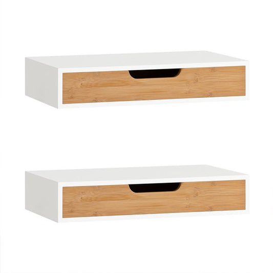 SoBuy Wandregal-Set - Ladekast - Wit - 1 Lade - 1 Plank - 24x40x8 cm | FRG92-WNX2