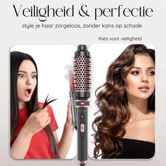 Sansbeauté® 5-in-1 Thermal Brush – Warmteborstel 38mm – Krul- & Föhnborstel – Multistyler voor Volume