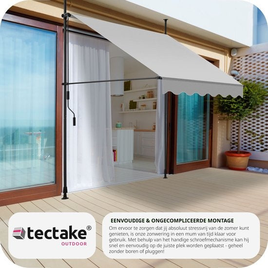 tectake Zonnescherm Verstelbaar – Zonneluifel - 150 x 180 cm - Lichtgrijs