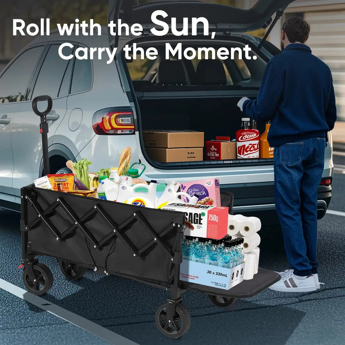 Sunula Opvouwbare Bolderkar 226,8L – Tot 100 kg – Met Zwenkwielen – Voor Camping & Huisdieren