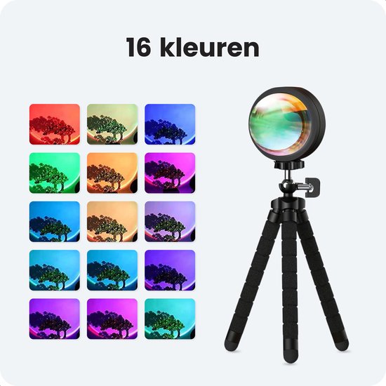 Sunset Lamp - incl app en afstandbediening - Tiktok Projectielamp - Sfeer Projector - Verlichting - 16 kleuren - Luft