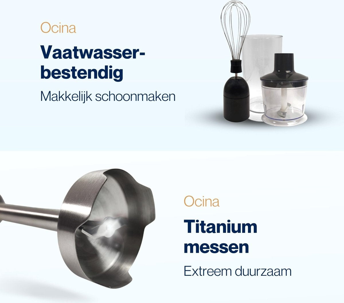 Ocina Staafmixer Set - 5-in-1 Mixer met Hakmolen - 800W - 600ML - RVS/Zwart