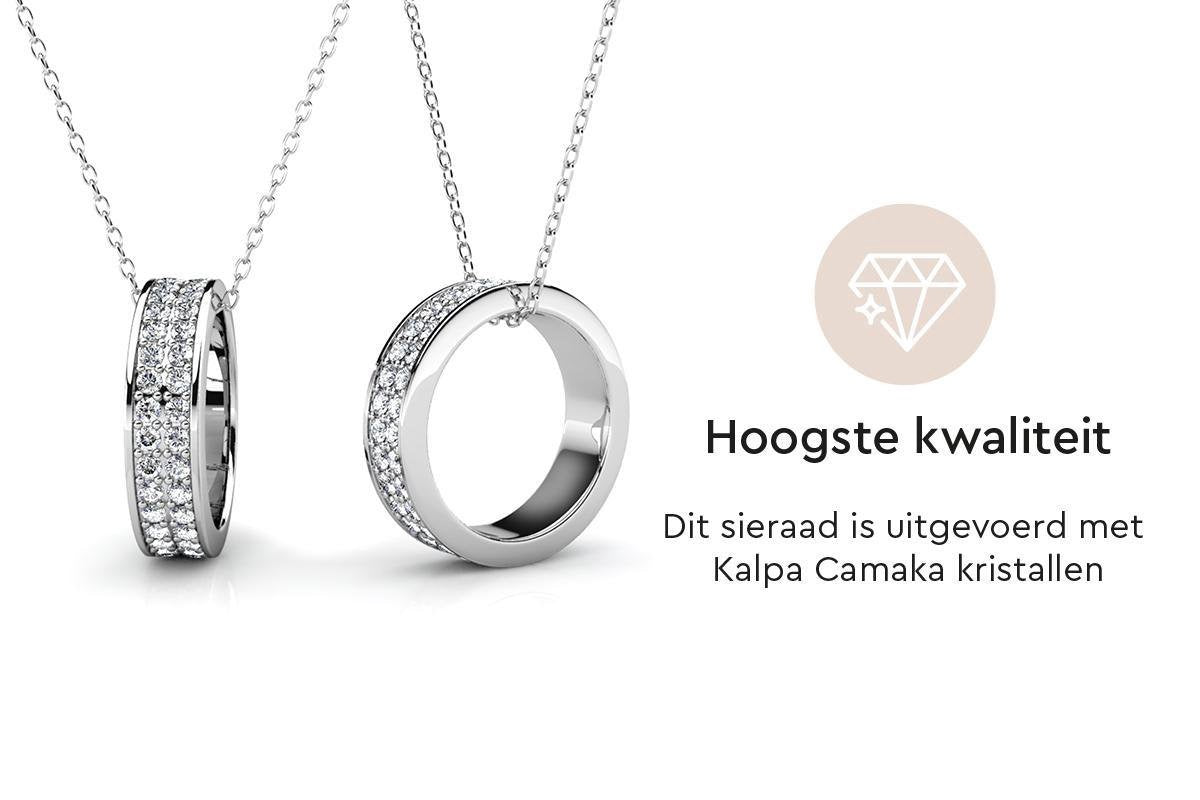 Zilverkleurige Ketting met Kristallen Hanger – 18K Witgoud Verguld – Luxe Giftbox – Dames Cadeau