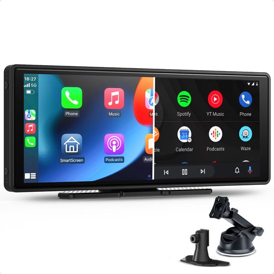 CarMe CarPlay Scherm 10 Inch - Apple CarPlay & Android Auto (Draadloos) - Touchscreen - Navigatiesysteem auto - Geschikt voor Apple CarPlay & Android Auto - Android Auto scherm