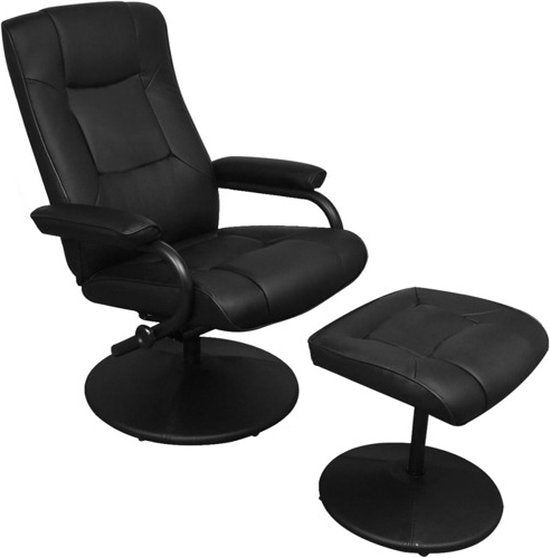 vidaXL - Tv-fauteuil - met - voetenbankje - kunstleer - zwart