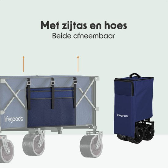LifeGoods Bolderkar - XXL - Opvouwbaar - 300L - 150KG Draagkracht - Blauw