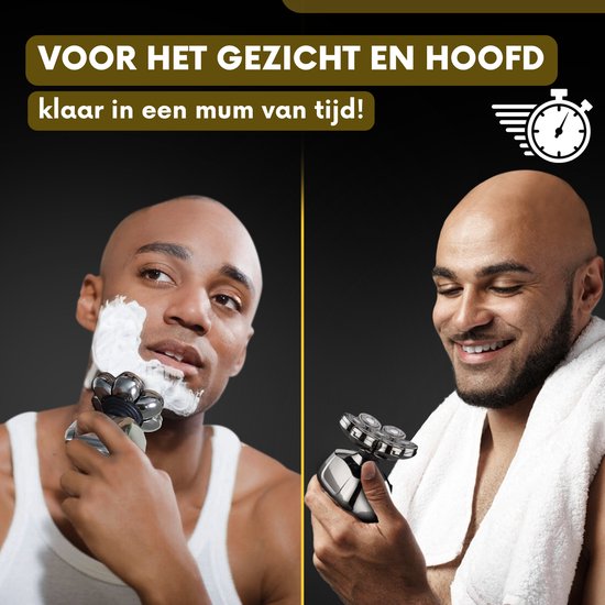6-in-1 Scheerapparaat Mannen – Trimmer - Sansbeauté® SkullSharp V2 | 7 Head - Nat & Droog - Electric Face Head & Hair Shaver – Hoofd Kaal Scheren - Opzetstukken - Elektrisch
