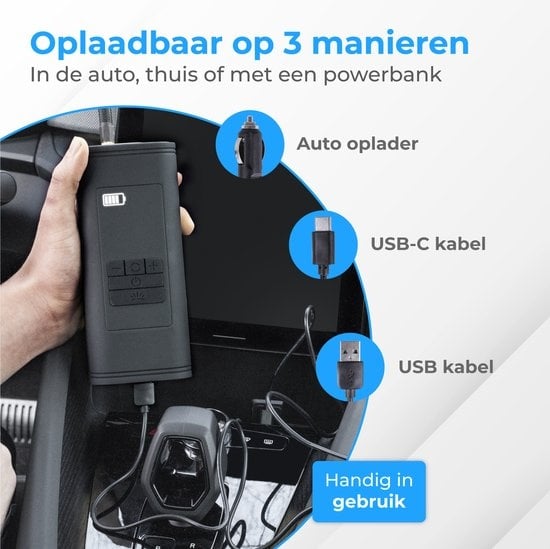 Nuvance - Compressor Bandenpomp - 4000mAH - Elektrische Fietspomp - Luchtcompressor voor Auto, Scooter, Fiets, Bal en Luchtbed - Inclusief opzetstukken - Zaklamp - PRO