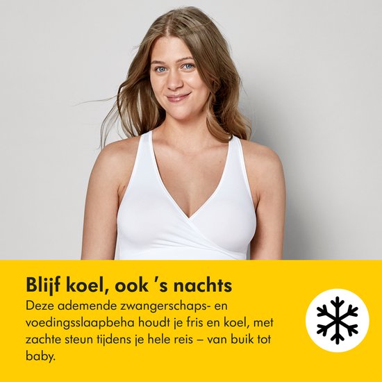 Medela Keep Cool Sleep bh - Naadloze slaapbh - Zwangerschapsbh - Voedingsbh met 2 ademende zones - Soft Touchmateriaal - Wit - Maat L