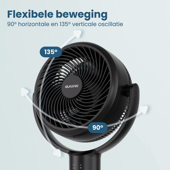 Auronic Statiefventilator - Staande Ventilator - Luchtkoeler - Vloer en tafelventilator - Omni - 3 Snelheden - Stille Ventilator - Fan - Met Afstandsbediening - Zwart