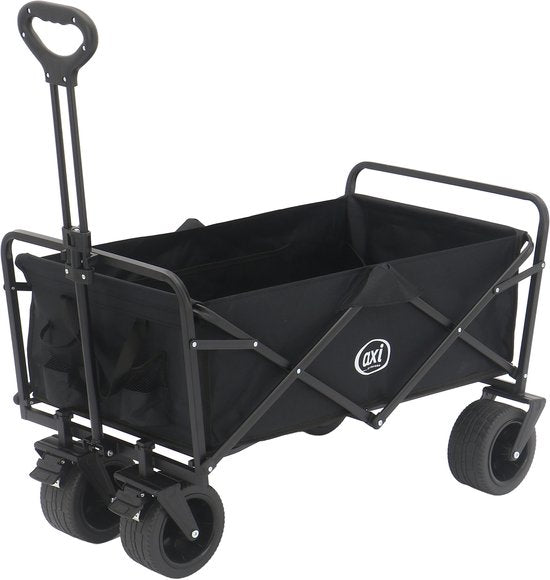 AXI AB131 Opvouwbare Bolderwagen – Zwart – Met Trekstang, Remmen en Hoes – 100 kg Draagvermogen – Eenvoudig mee te nemen - Metaal
