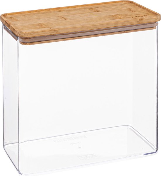 5Five - Keuken opslag voorraadpot - Berlino - kunststof/bamboe - 1500 ml - voedsel - 10 x 20 cm