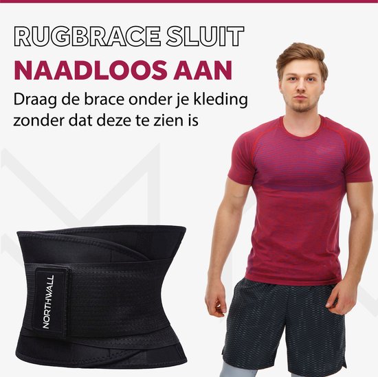 Northwall Rugbrace onderrug - Rug Corrector tegen Lage Rugpijn - Rug ondersteunend - Zwart - Maat S
