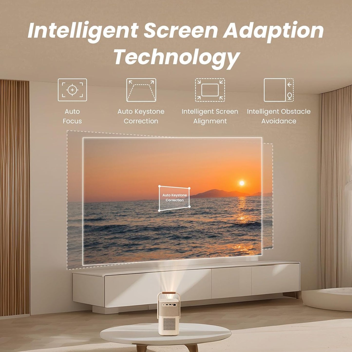 Yaber T2 Outdoor Projector - Native 1080P - WiFi 6 - JBL & Dolby Audio - Ingebouwde Batterij - Bluetooth
