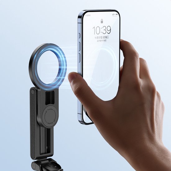 Ulanzi JJ03 Pocket selfiestick statief Magnetisch - met afstandsbediening - Selfiestick - Telefoonstatief iPhone - Smartphone grip voor iPhone - Zwart