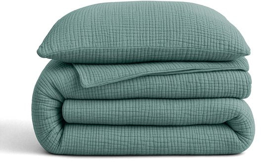 Sleeptime 2 in 1 Mousseline Dekbed - Dekbed zonder Overtrek Inclusief Kussensloop - 240x200 - Groen