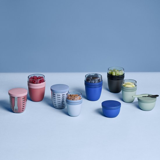 Mepal - Ellipse fruit & veggie pot - 600 ml - Incl. vorkje - Nordic blue