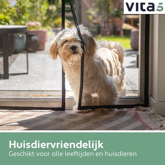 Vita5 Magnetisch Vliegengordijn 90x210 cm - Magnetisch Horgordijn Zwart - Deurgordijn Plastic voor Vliegen - Hordeur