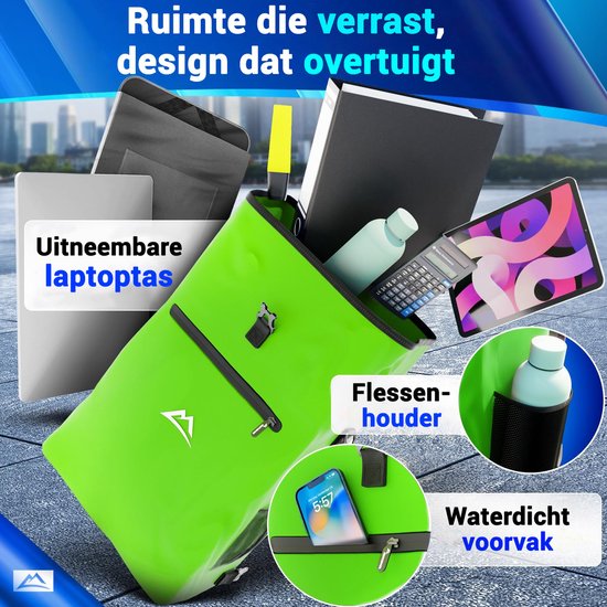 Nextcover 3in1 Fietstas Enkel voor Bagagedrager [PVC vrij] | Waterdichte Fietstas, Rugzak en Schoudertas 25L | Ideaal voor Laptop en Wekelijkse Aankopen | Fiets Tas Enkele | Fietstassen