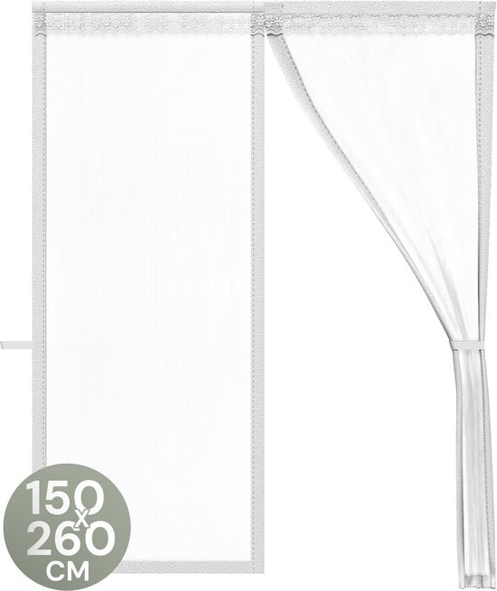 O'DADDY® Deurgordijn Deluxe FIBER - Magnetisch Vliegengordijn - Voor Nieuwbouw en Standaard Deuren - Eenvoudige Installatie - Deurhor Wit - 150x260 cm