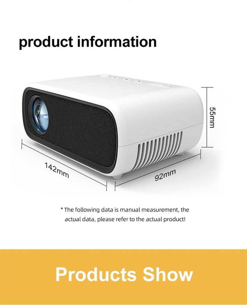 Fuegobird Mini Beamer Projector - Pocket Beamer YG280 - Draagbaar - LED - Ondersteuning van 1920*1080 - Wit