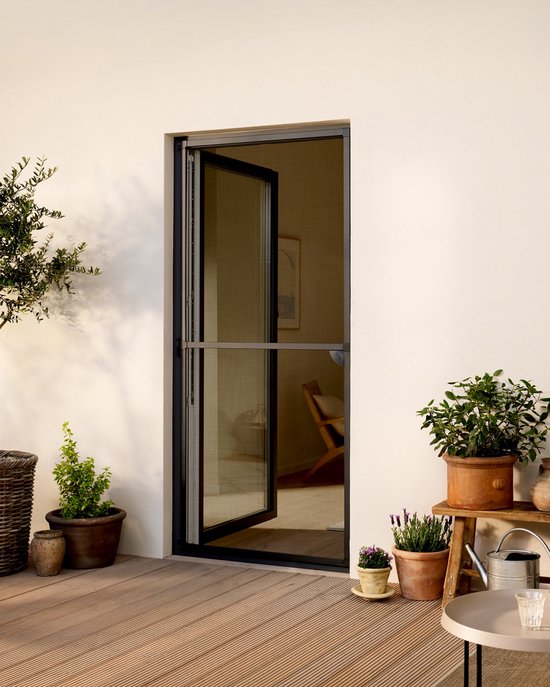 tesa INSECT STOP Aluminium For Doors Frame Fly Screen XL - hor met aluminium frame, helder zicht, wit - 120 x 240 cm