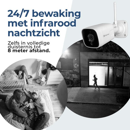 Denver Beveiligingscamera Buiten en Binnen - met Nachtzicht - Met WiFi & App - Full HD - Bewegingsdetectie - IOC241