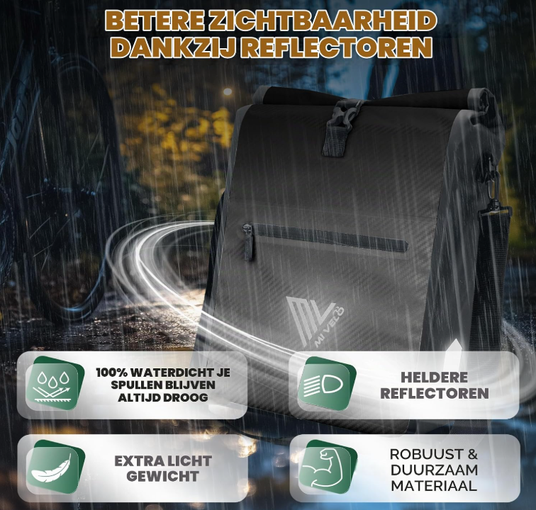 MIVELO 2-in-1 Fietstas voor Bagagedrager - Zwart Carbon - 25 Liter - Waterdicht, Quick-Connect