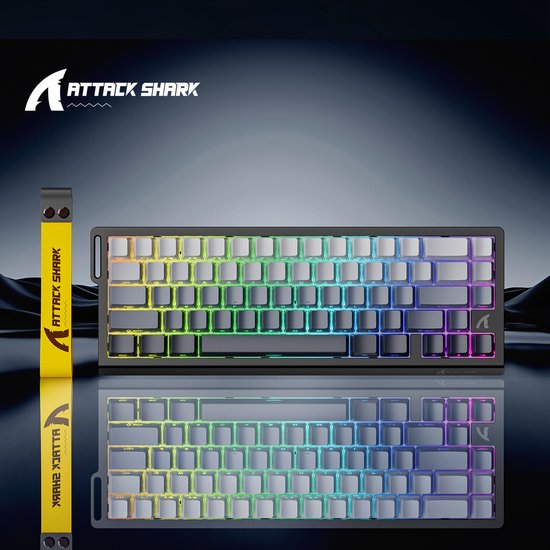ATTACK SHARK X68HE - Magnetische Schakelaar Bedraad Gaming Toetsenbord - 66 toetsen - Zijbedrukte PBT Toetsen - RGB - Decoratieve Lanyard - 8Khz - 0.01mmRT - 0.125ms - Moonlit Night
