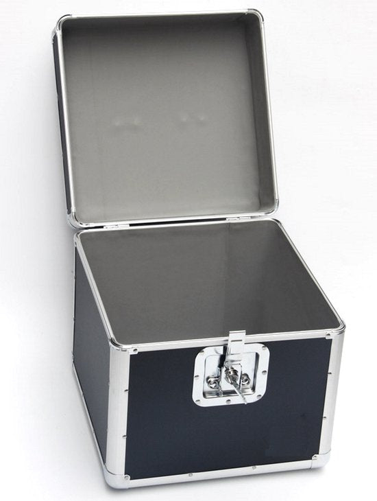Vinyl koffer LP koffer voor 70 tot 100 platen afsluitbaar zwart aluminium