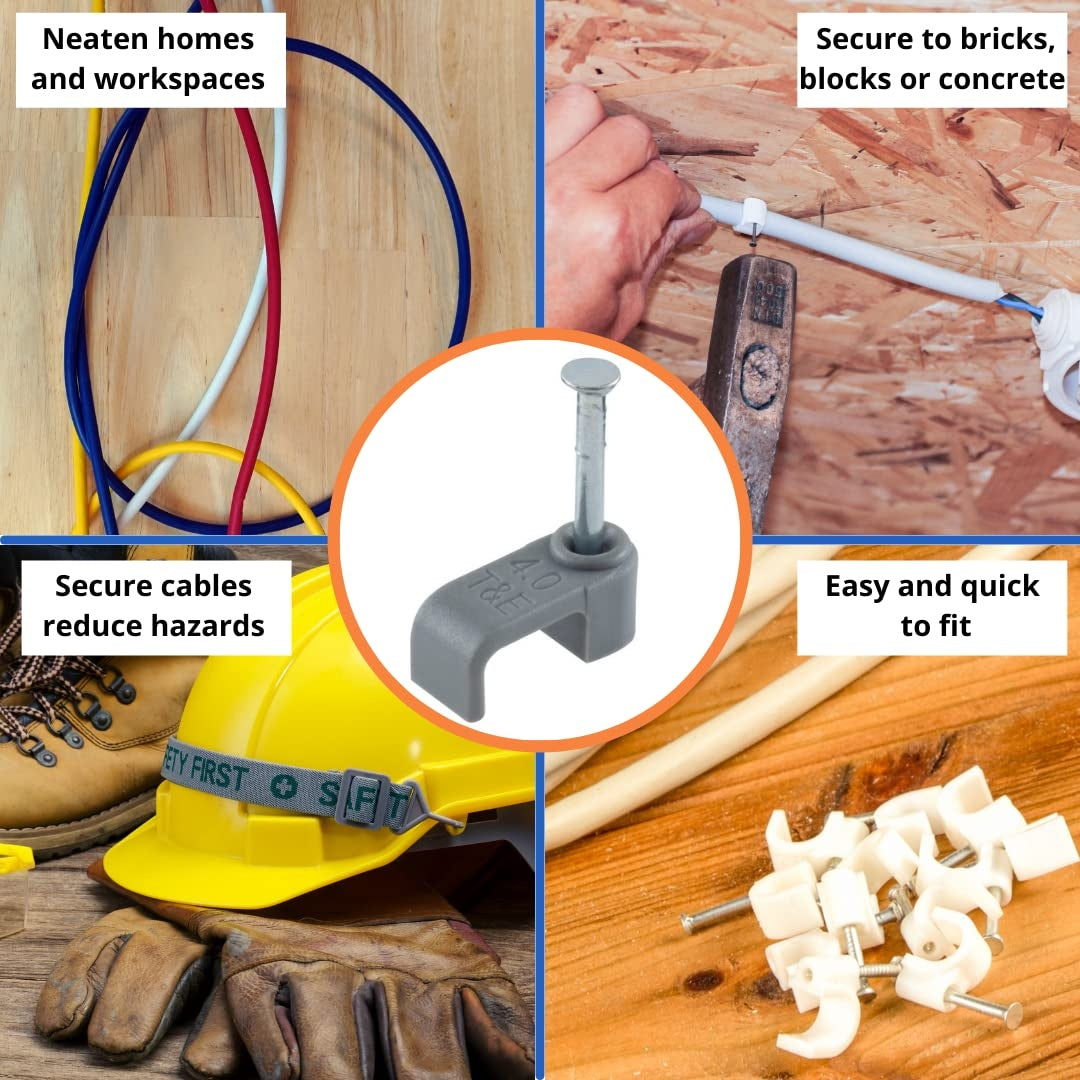Kabelclip - Kabelklem plat - 8mm - 100 stuks - Grijs