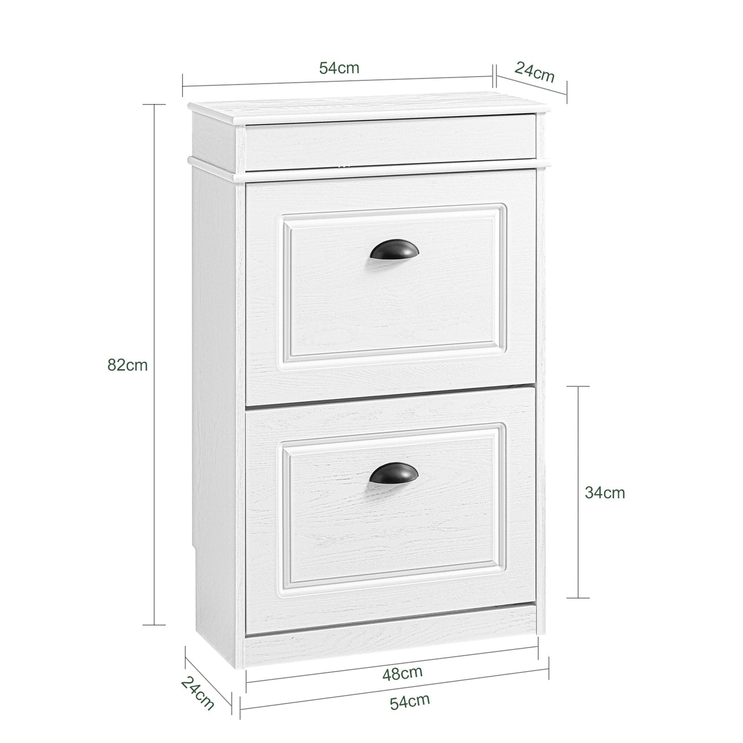 SoBuy FSR78-WG Schoenenkast met 2 Kleppen, 8 Paar, Hal en Entree, 54 x 24 x 82 cm, Wit met Verouderd Houteffect