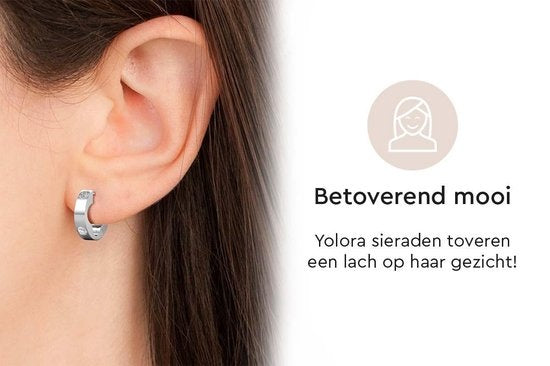 Yolora Dames Oorbellen – Zilverkleurige Oorringen met Kalpa Camaka Kristallen – 18K Witgoud Verguld – Inclusief Luxe Giftbox – Perfect Moederdag Cadeau