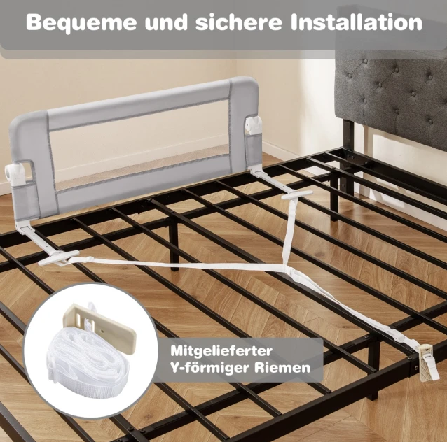 Coast Opvouwbare Bedbumper Kinderbed – Grijs – 105 x 40 x 42 cm