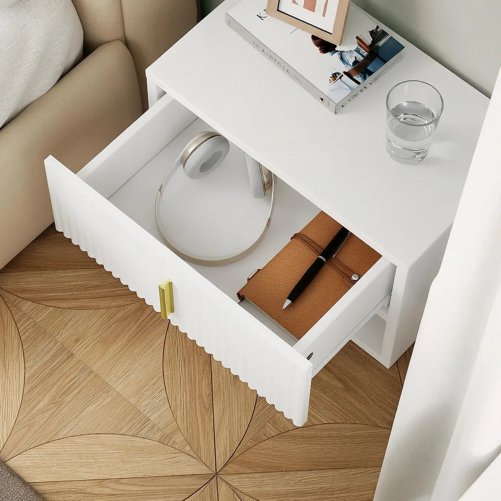 SoBuy Nachtkastje FBT176-E-W - Wit - 40 x 30 x 26 cm - Met Lade en Open Plank