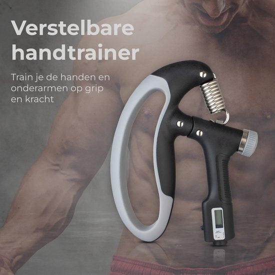 Verstelbare Handtrainer - Set van 2 - 10 tot 100 KG - Digitale Teller - Handknijper Fitness - Onderarm Grip Trainer - Zwart