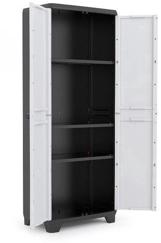 Kis Opbergkast – 3 Verstelbare Planken – Draagkracht 15 kg per plank – 68 x 39 x 173 cm – Grijs/Zwart