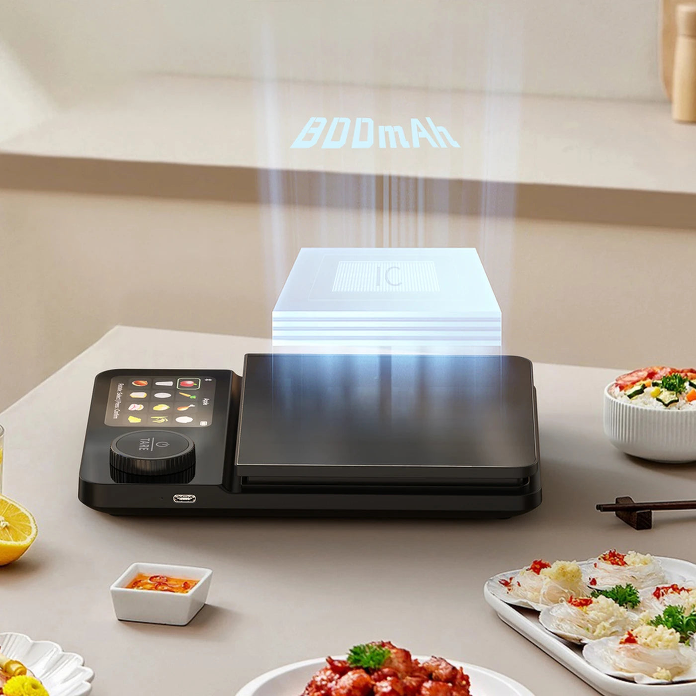 Unique Slimme Voedingsweegschaal 5 kg - Nauwkeurig tot 0,1 g - 2,8 inch TFT-Scherm - Oplaadbaar