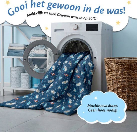 EL-Life Verzwaringsdeken Kind 2,4kg - 90 x 120cm - Zwaartedeken - Weighted Blanket - Verzwaarde Deken - OEKO-TEX Katoen - Ruimte & Astronauten